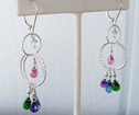 Topaz, Pink Tourmaline, Amethyst & Chrome Diopside Sterling Silver Earrings…